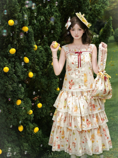 プリントフルーツトップキャミソール サマークリームパフェ