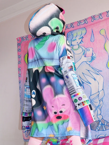 Fashion Print Gyaru Colorful Hoodie Cartoon