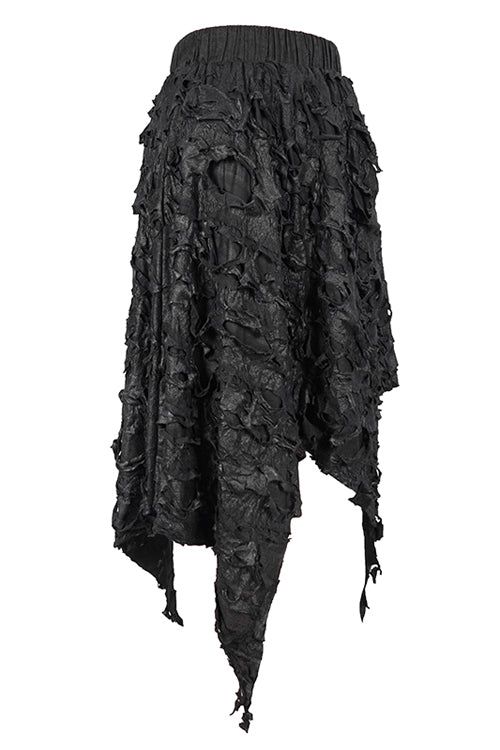 Ragged Hem Punk Black Mini Skirt