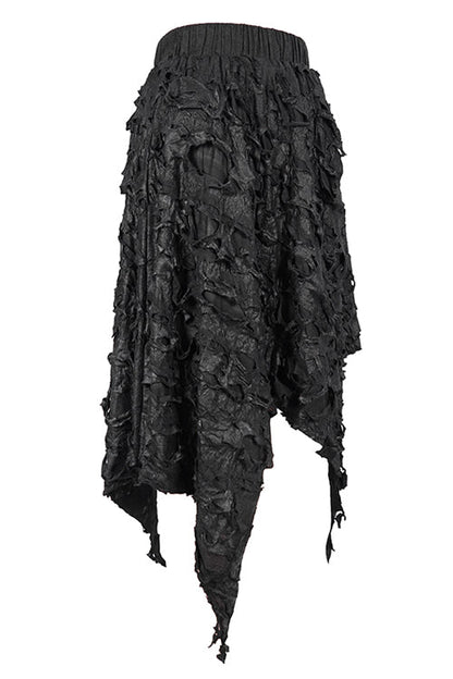 Ragged Hem Punk Black Mini Skirt