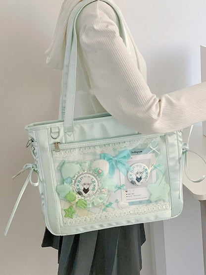 Lace Shoulder 9 Colors Ita Satin Bow Decoration Tie Side Bag