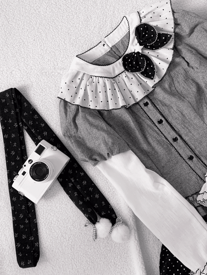 Accents Snowflake Cozy Scarf with Pom-Pom Black