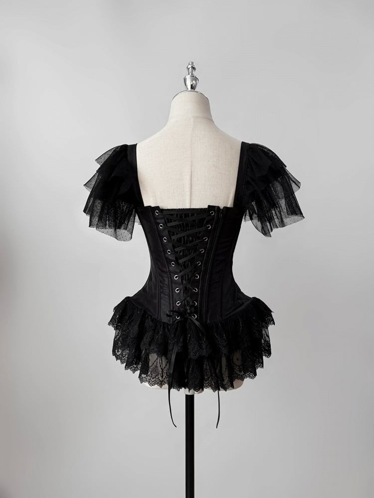 Boned Black Corset Gothic Lolita Top