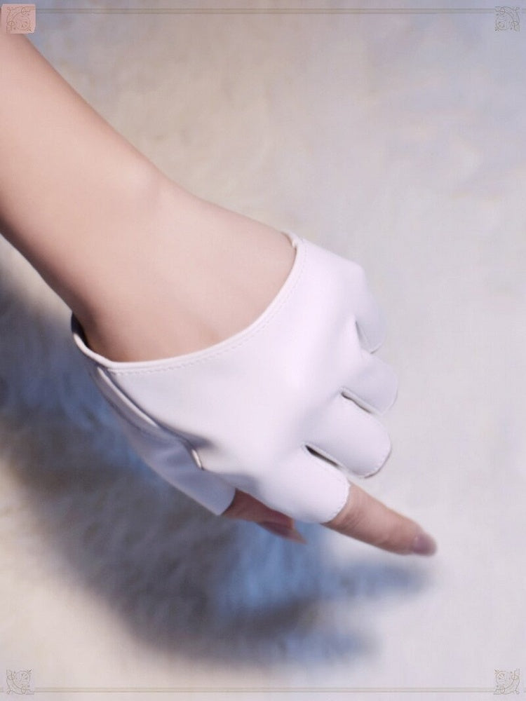 Punk Half-Finger Leather Gloves - Mr. Cat