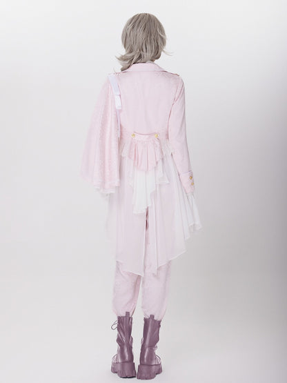 Sakura Pink Cherry Blossom Jacquard Cape Coat - DevilInspired Exclusive Collection
