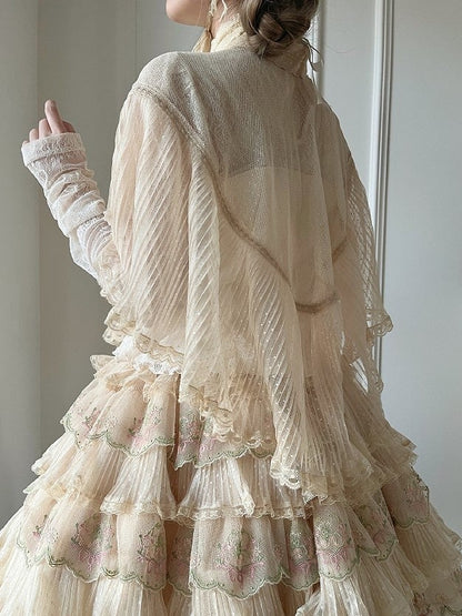 Beige Elegant Details Striped Lolita Shawl
