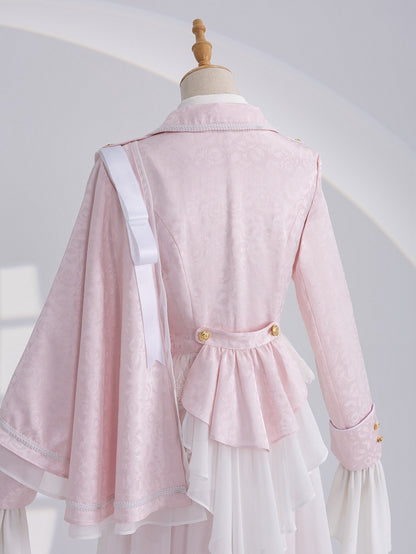 Sakura Pink Cherry Blossom Jacquard Cape Coat - DevilInspired Exclusive Collection