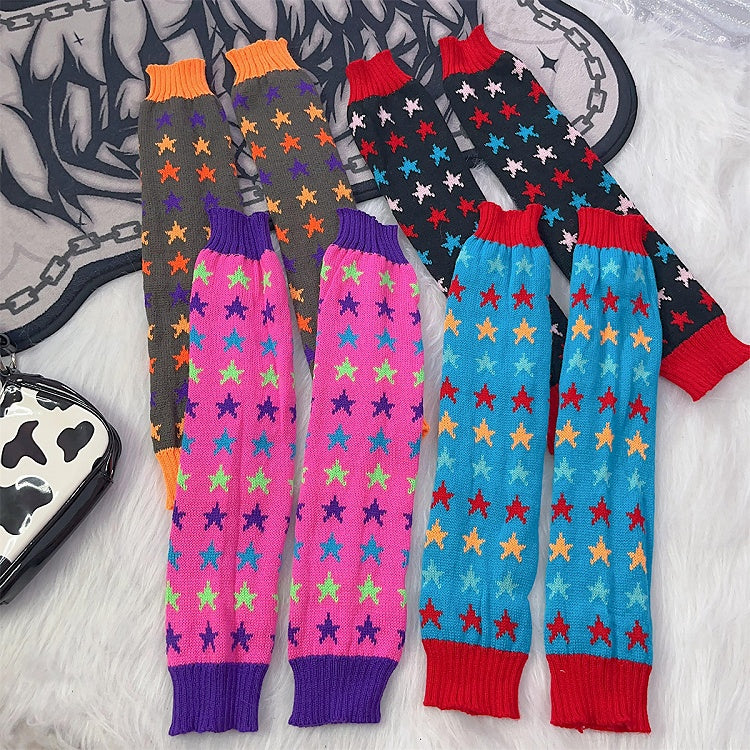 ストライプ柄ニットレッグウォーマー