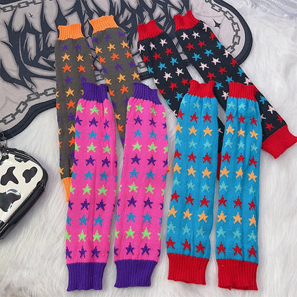 ストライプ柄ニットレッグウォーマー