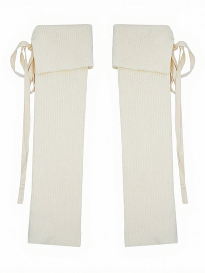 5-Color Ribbed Leg Warmers with Strap Bowknot Details - ModaSwings