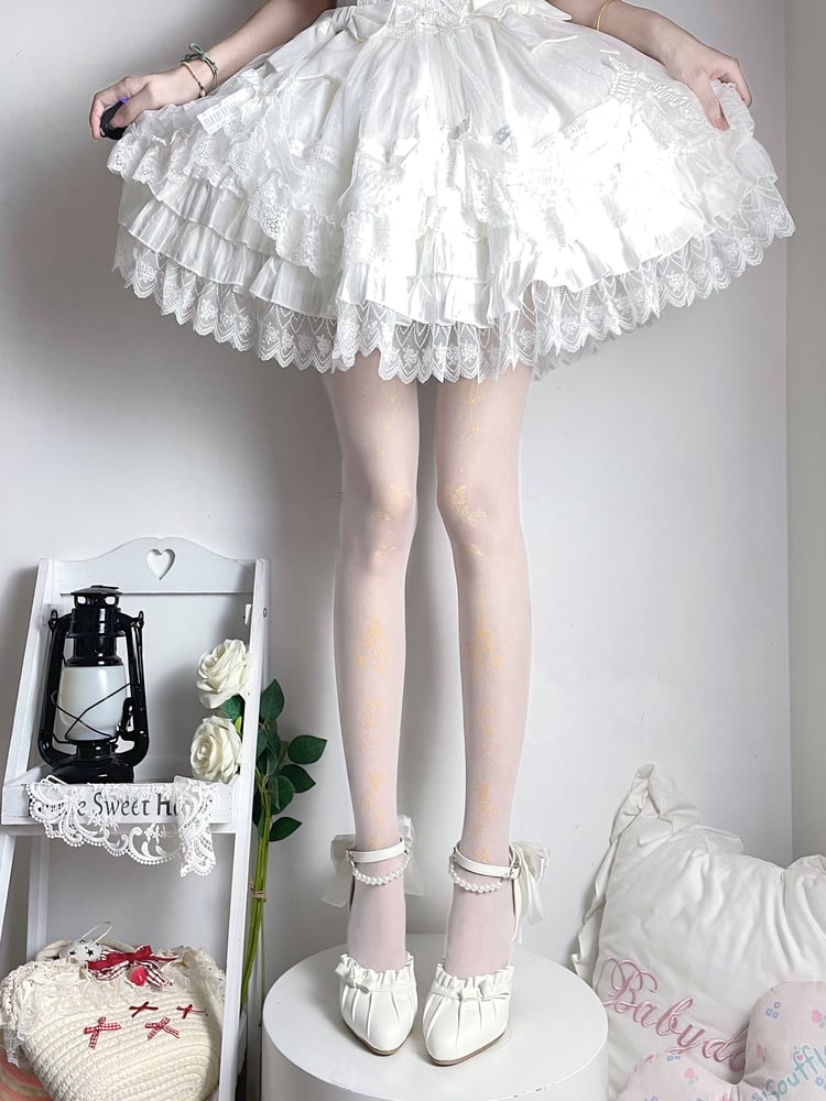 Print Design Pantyhose Black/White Golden