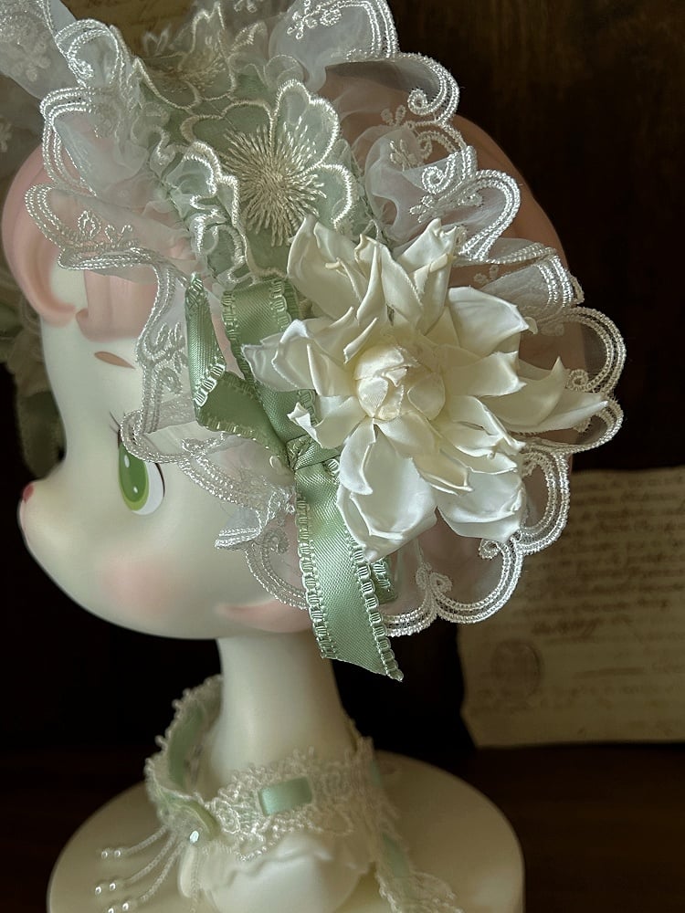 Hairband Jasmine Bows Floral and Green Accents