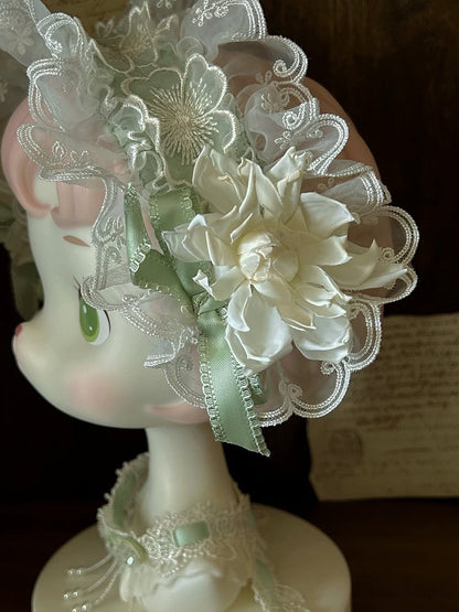 Hairband Jasmine Bows Floral and Green Accents