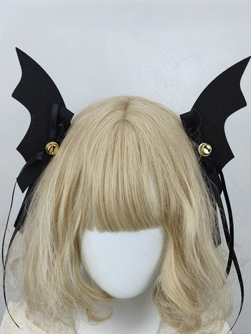 With Bell Bow of Options Demon A Ribbon Wings Halloween Hairclips 6 Pair