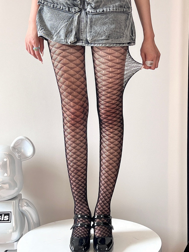 Black Y2K Cut-out Design Tights