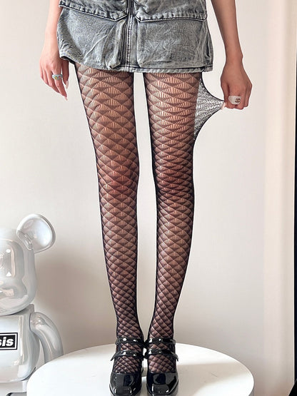 Black Y2K Cut-out Design Tights