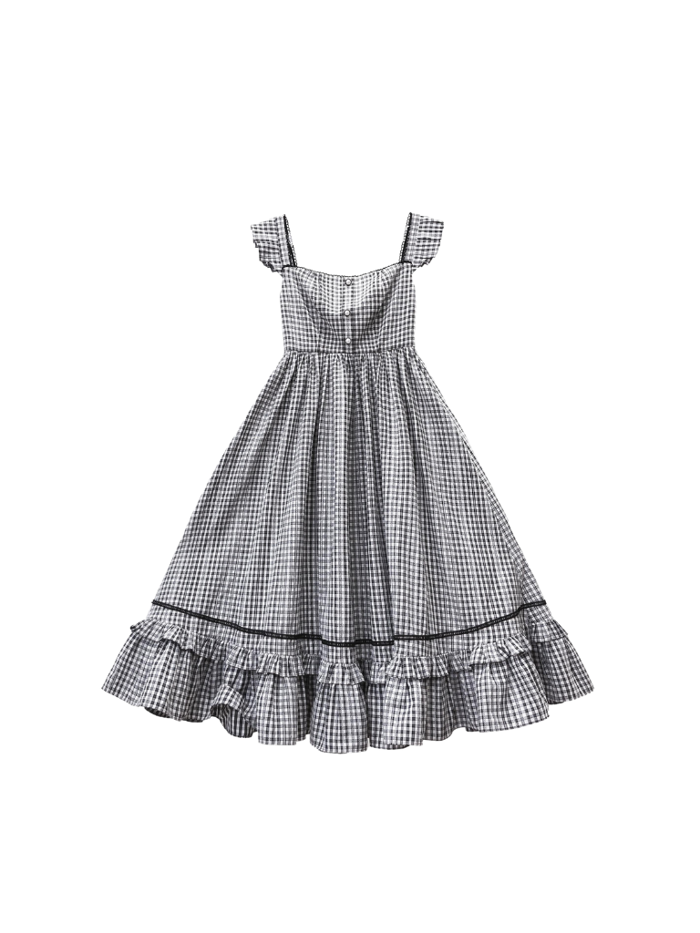 ラッフルフリルスカートサスペンダー+トップチェック