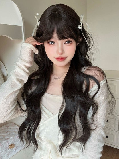 ブラックエアレングスバングウィッグ 75cm ティーウェーブ