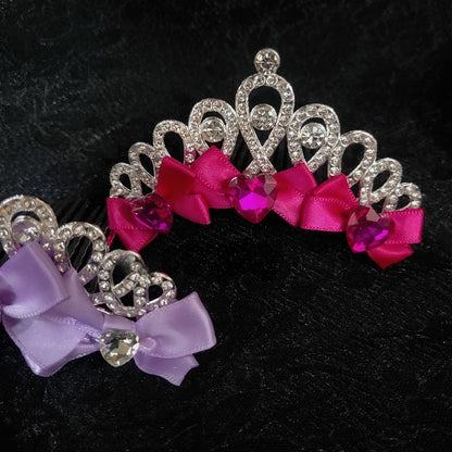 Crown Heart Decorated Details Pink/Purple/Rose Rhinestone Bowknot Pink