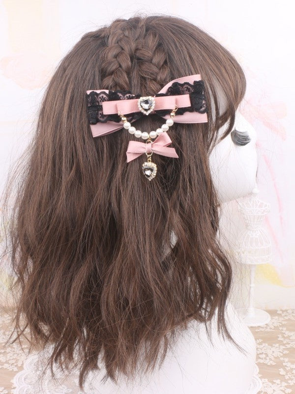 Heart Rhinestone Options 6 Chian Jirai Color Bowknot Pearl Kei Hairclip