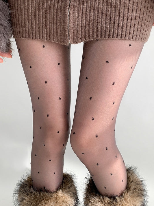 Semi-Sheer Polka-dot 4 Colors Pattern Tights