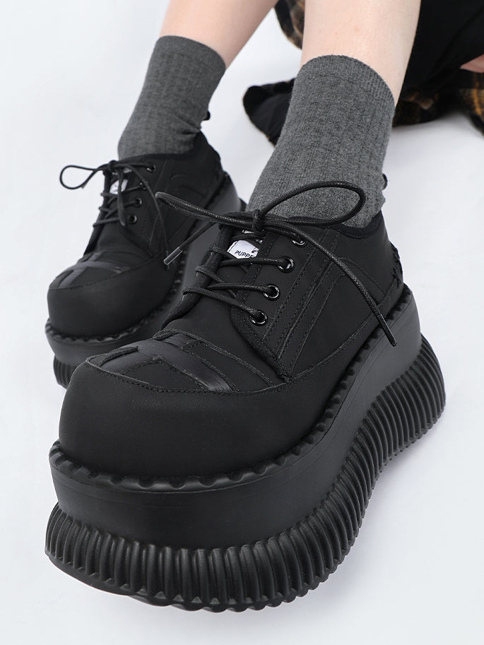 Gothic Lace-Up Black - Platforms at Design Top Cross with