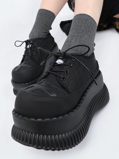 Gothic Lace-Up Black - Platforms at Design Top Cross with