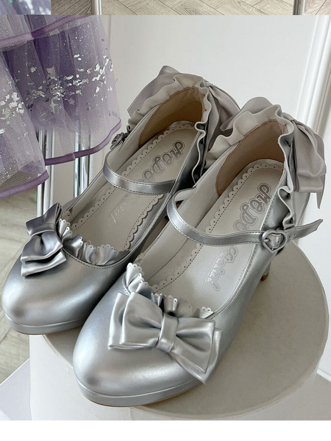 Rüschen Silber High Trim - Lolita bei Heels Bow Elegant Top