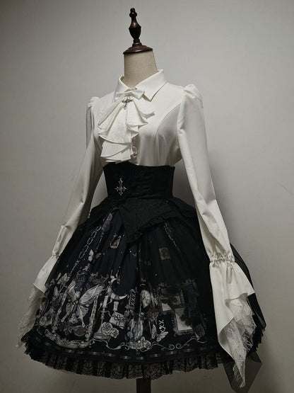 Detachable with Jabot White Shirt Gothic Sleeves Lolita Long