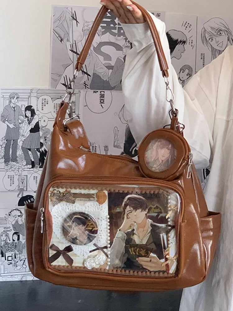 Shoulder Crossbody / Convertible Colors Bag with Badge 7 Charm Strap Ita