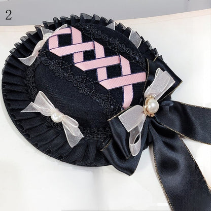 Hat Details 2 Mini BlackPink Options Trim Bowknot Lolita Sweet Lace