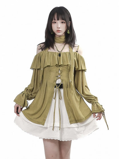 Double-Layer Slip Dress in White (Short Version) - PINK SAVIOR