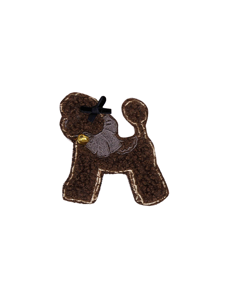 Beige/braune Fleece-Pudel-Stickerei-Brosche