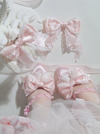 Sweet Pink Cherry Blossom 8cm High Heels Lolita Pointed Toe Shoes - Wind Bell Island