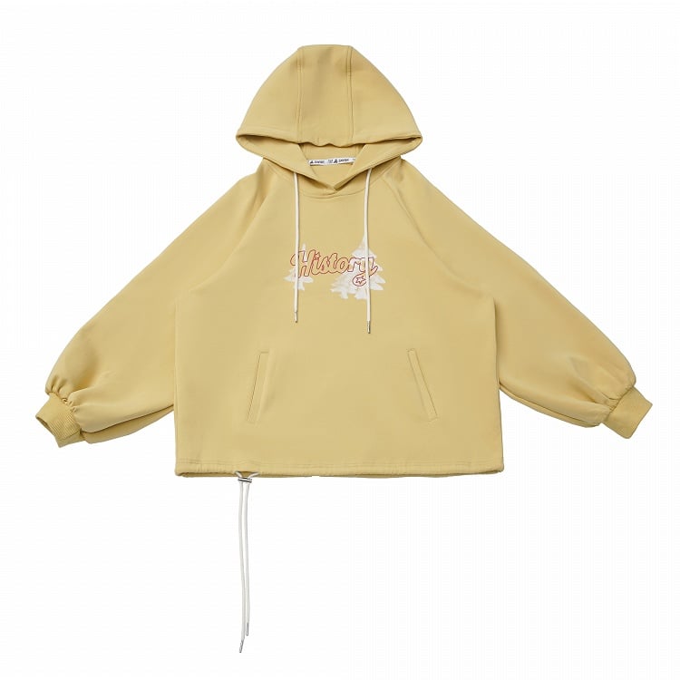 with Fleece-Lined Hoodie Christmas Tree Yellow Letter Cozy Print and