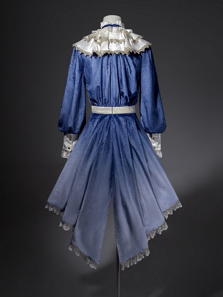 Ouji Accents Velvet Star Shimmering + Top Bloomer Shorts with Lolita Blue Split-Tail