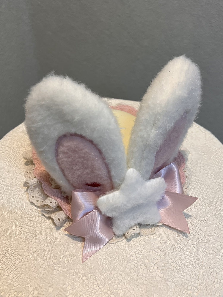 / Lolita Süße Ohren und Mütze Rosa Häschen Plüsch Mini Gelb Blau