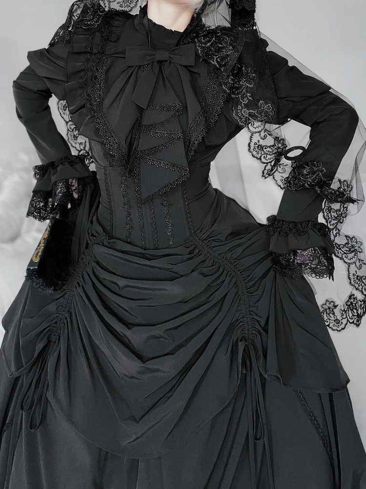 Tie Black Gothic Jabot Lolita