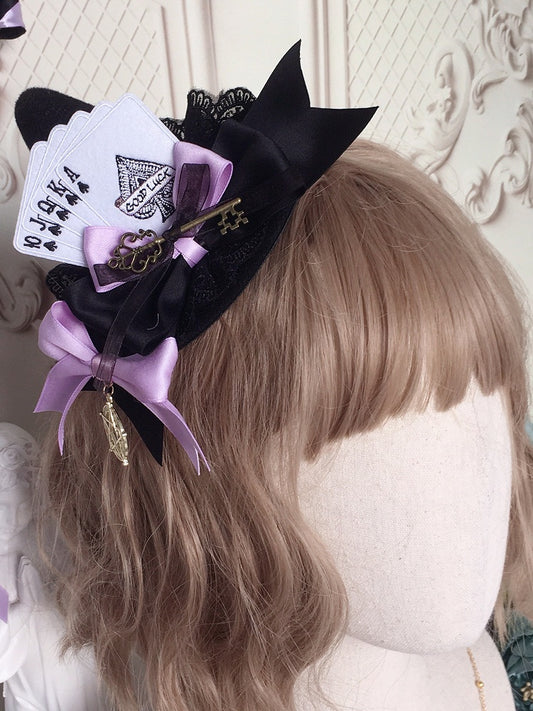 Mini Sweet Lolita with Black Pointed Hat Purple Witch Clips
