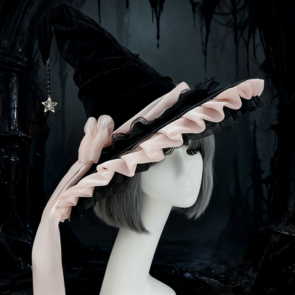 Bow Gothic Hat Accents Black Color 5 Star Options Witch
