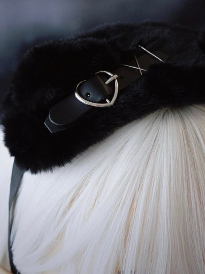 And Details Red With Hairband Pattern Heart Cat Bowknot Ear Black Plaid Buckle