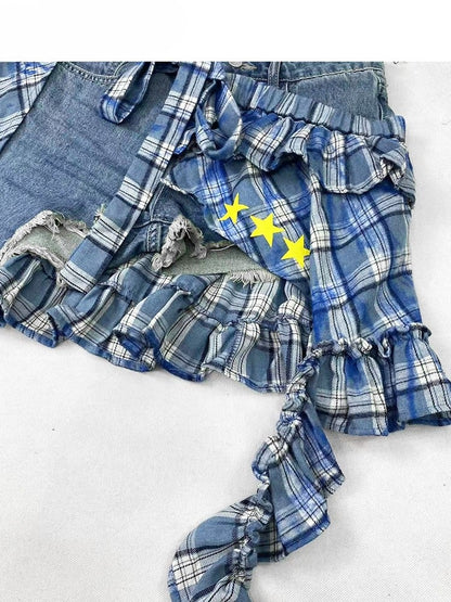 Print Pattern Y2K Plaid Blue Accessory Star