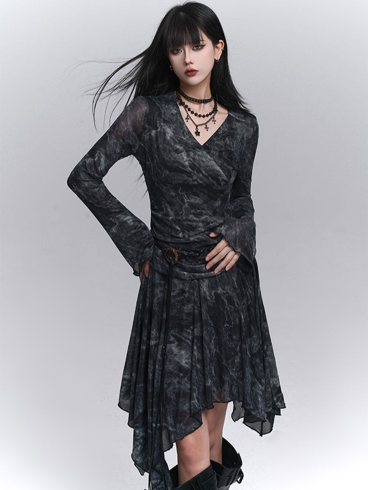 Hem for Handkerchief Fall Black A-Line Knee-Length Dress