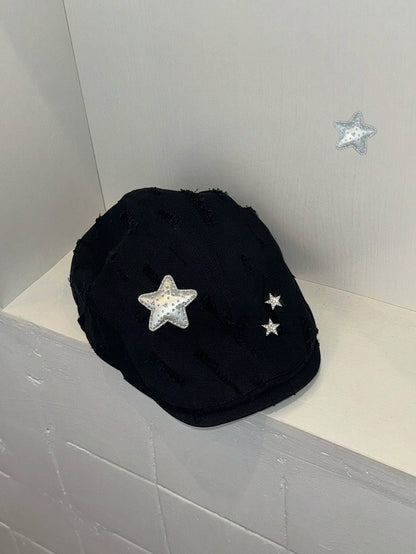 Y2K Beret Hat with Star Decoration - IVONA boutique