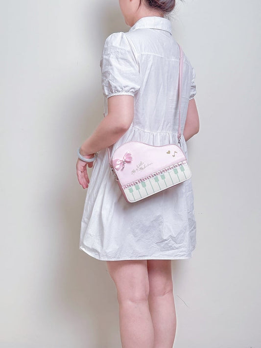 Piano Bow Accent Chic Key Bag Design Pink And Crossbody With
