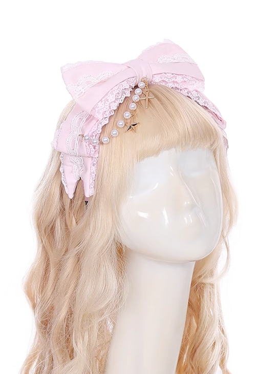 with Chain Beaded KC Wine Red/Black/Pink Bowknot