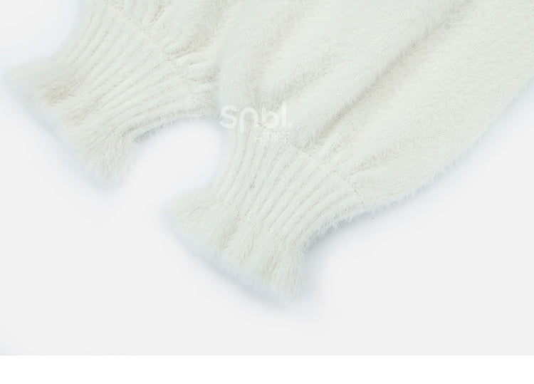 Weißer Pullover mit Pompons-Dekor