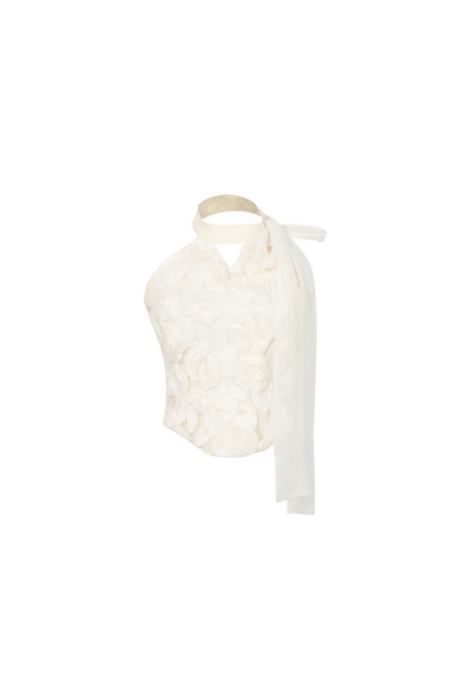 ロング丈＆スイートなノースリーブショートフラワーフレンチスカートバルーントップ