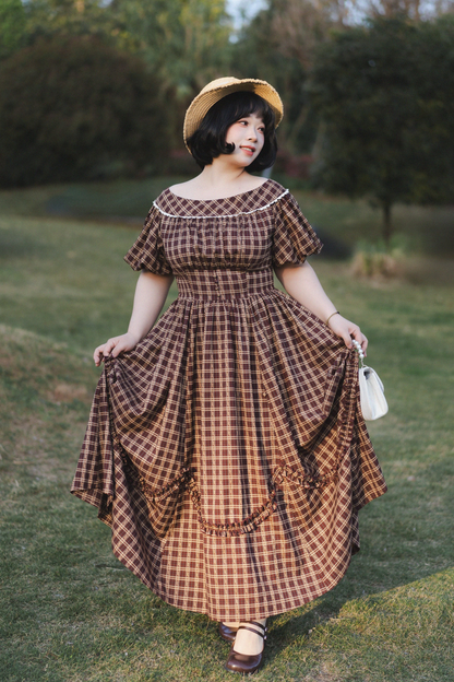 チェックレトロワードロリータペチコートドレスフォレスト+