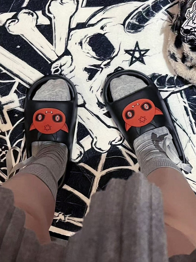 Devil Applique Gothic Red With Black Slippers Summer